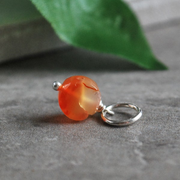 Rustic - Orange Carnelian Gemstone Jewelry - Natural Carnelian Jewelry - Wire Wrapped Jewelry Handmade - Bright Orange Gemstone Pendant