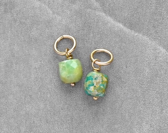 American Mined Natural Turquoise Jewelry - Wire Wrapped Stone Charm - Born in December Birthstone Jewelry Mom Mother Grandmother