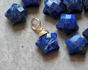 Dark Blue Lapis Pendant - Wire Wrapped Stone Charms - Celestial Shooting Star Charm - Outer Space - Zodiac Astrology and Astronomy