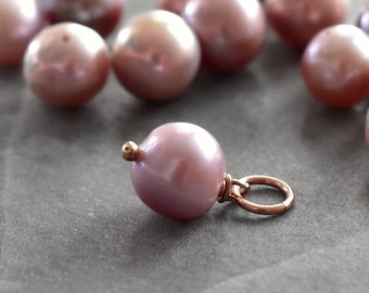 L1 - Mauve Pink Freshwater Pearl Pendant - Sterling Silver Charm Jewelry - Genuine Cultured Pearl - Wire Wrapped Birthstone Jewelry