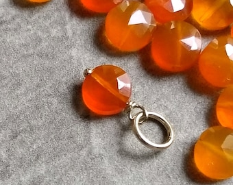 Bold Orange Carnelian Wire Wrapped Charm for Necklace - Statement Making Orange Chalcedony Jewelry - Root Chakra Meditation Stone