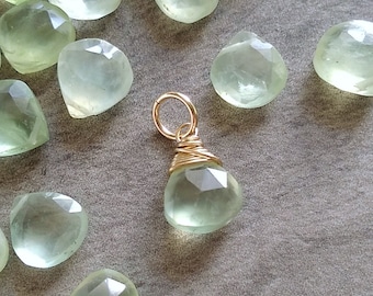 Refreshing Yellowish Green Prehnite Stone Charm - Handmade Wire Wrapped Pendant for Necklace and Bracelet - Crystal and Mineral Jewelry