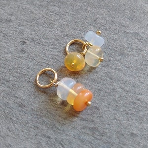 LG Trio - Shaded Orange, Yellow, and Clear Mexican Fire Opal Pendant for Necklace - Natural Stone Bracelet Charms - JustDangles