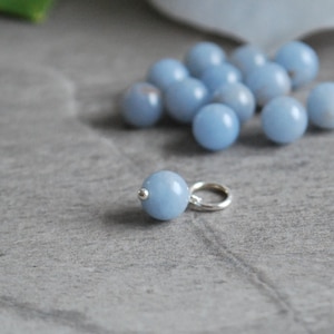 Soft Blue Angelite Gemstone Charm for Bracelet, Anklet, or Necklace - Anhydrite Angel Stone - Throat Chakra - Aquarius Zodiac Gemstone