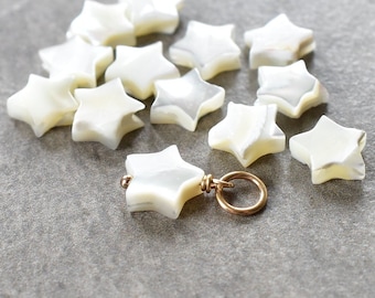 M - Mother of Pearl Jewelry White Shell - White Pearl Star Pendant - Sterling Silver Pendant - Hand Carved Shell Pendant - JustDangles