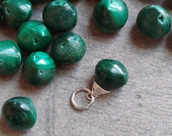 CLEARANCE - VDK - Dark Green Malachite Pendant - Wire Wrapped Jewelry - Malachite Stone Pendant - Sterling Silver Pendant - 14k Gold Pendant