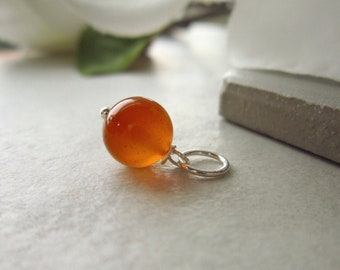 Medium Orange - Real Stone Jewelry Handmade - Bright Orange Carnelian Necklace Charm - Natural Gemstone Pendant - Orange Chalcedony - Sard