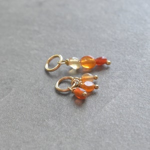 CLEARANCE - Tiny Trio - Shaded Orange Yellow Clear Mexican Fire Opal Pendant for Necklace - Natural Stone Earring Hoop Charms - JustDangles
