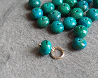 BLUE to GREEN - Small Chrysocolla Gemstone Charm for Earring Dangle Drops - Bracelet Memento - Sterling Silver 14k Gold - Real Crystal Stone