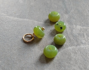6-7mm Solo - Apple Green Jade Pendant - Genuine Jade Jewelry - Sterling Silver Charm - 14k Gold Filled - Small Charm Pendant - JustDangles