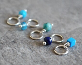 Lapis Lazuli Stacked Charm Interchangeable Charm Necklace Cluster Charm Drop Charm