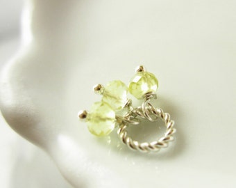 Tiny Trio - Lemon Yellow Quartz Gemstone Charms - Sterling Silver Pendant - Lemon Quartz Gemstone Pendant - Wire Wrapped Jewelry Handmade