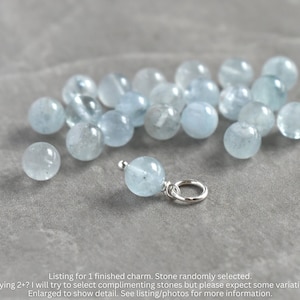 S - Milky Blue Beryl Aquamarine Jewelry - Born in March Birthstone Jewelry - Wire Wrapped 14k Gold Silver Charm - Light Blue Stone Pendant
