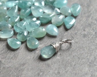 Lt - Natural Blue Green Grandidierite Necklace Charm Wire Wrapped - Unusual and Rare Mineral Jewelry - Cap Andrahomana Madagascar