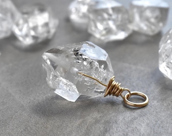H6 - Herkimer Diamond Jewelry - Herkimer Pendant - Raw Crystal Jewelry Handmade  - Crystal Pendant Necklace - Double Terminated Quartz Point
