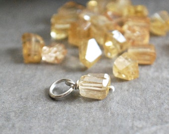 Lt - Golden Imperial Topaz Charm for Necklace - Natural Precious Stone Jewelry for Her - Faceted Gemstone Nugget - Mix and Match