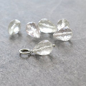 Natural Goshenite Colorless Beryl Gemstone Jewelry - Silver, 14k Gold Wire Wrapped Stone for Huggie Earring Drops - Charm Bracelet Dangles