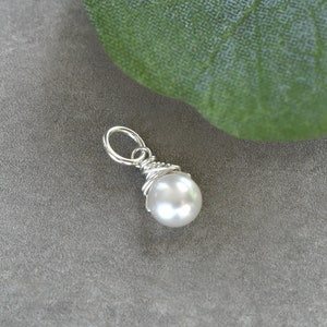 M White Pearl Encanto de perlas de agua dulce Colgante de piedra de nacimiento de junio Joyería genuina de piedra de nacimiento de perlas Encantos de plata de ley imagen 1