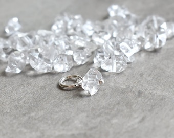 H6 Tiny Herkimer Diamond Charm Drop - Raw Crystal Jewelry Handmade  - Natural Crystal Pendant for Necklace - Terminated Quartz Point