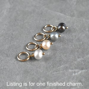 Tiny Solo - Pearl Charm Drop for Huggie Hoop Earring Wire Wrap White Pink Grey Black Peacock - 14k Gold Fill Solid 14k Gold Sterling Silver