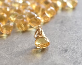 CLEARANCE - Sm - Bright Yellow Citrine Charm - Huggie Earring Bracelet Necklace - Handmade Custom Gemstone Jewelry for Her -Semiprecious