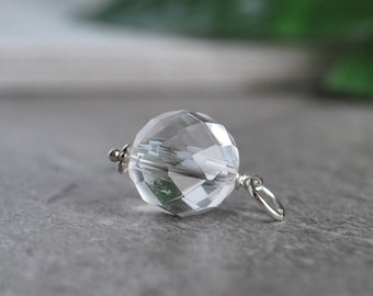 CLEARANCE - Natural Clear Quartz Pendant - Crystal Ball Jewelry - Chakra Jewelry - Sterling Silver Charms - 14k Gold Pendant