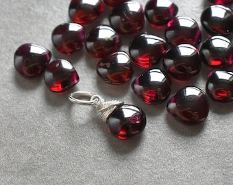CLEARANCE - S - DYED ENHANCED - Dark Garnet Gemstone Charm - Wire Wrapped Stone Jewelry for Gifts - Birthstone for Baby Born in January