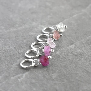 Tiny Solo - Peach, Rose, Pink Natural Sapphire Gemstone Charm for Huggie Hoop Earrings, Bracelet Chains, Memory Necklaces, Birthstone Family