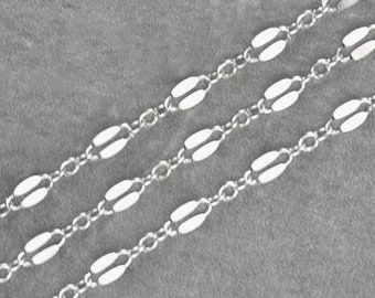 May include: Silver chain with oval links. Listing is for one finished chain. Enlarged to show detail.