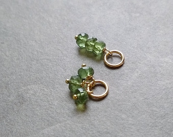 CLEARANCE - Tiny Trio - Green Apatite Jewelry - Natural Stone Charm for Anklet, Bracelet, Necklace, Earrings - Silver, 14k Gold, Rose Gold