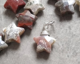 Crazy Lace Agate Star Charm - Zodiac Astrology and Astronomy Gifts - Celestial Jewelry for Spiritual Growth - Metaphysical Jewlry