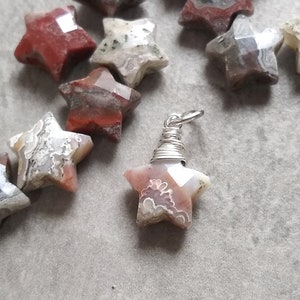 Crazy Lace Agate Star Charm Zodiac Astrology and Astronomy Gifts Celestial Jewelry for Spiritual Growth Metaphysical Jewlry image 1