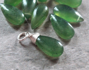 Dark Green Williamsite Serpentine Pendant - Wire Wrapped Crystal Necklace - Crown Chakra Stone Jewelry - Natural Green Silicate Mineral