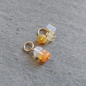 CLEARANCE - LG Trio - Shaded Orange, Yellow, and Clear Mexican Fire Opal Pendant for Necklace - Natural Stone Bracelet Charms - JustDangles