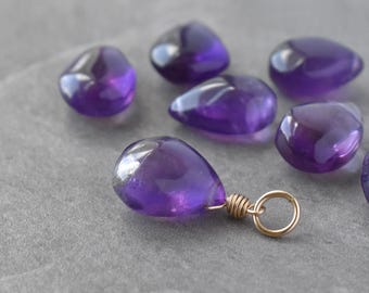 L - Colgante de amatista púrpura natural - Joyería con la piedra natal de febrero para la nueva mamá y el bebé - Plata de ley, oro rosa de 14k