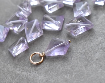 M - Rose de France Amethyst Charm - Natural Gemstone Light Purple Amethyst - Born in February Birthstone Jewelry - Silver, 14k Gold, Rose
