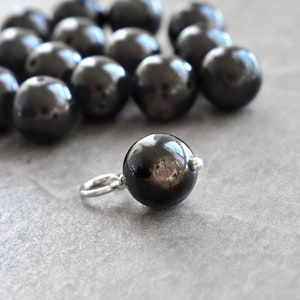 Black Hypersthene Mineral Charm - Velvet Labradorite - Silver, 14k Gold Wire Wrapped for Necklace Chain - Metaphysical Calm Quiet Grounding