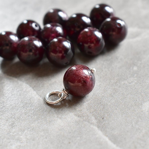 Natural Dark Blood Red Garnet Pendant - Handmade Wire Wrapped Sterling Silver, 14k Gold Jewelry - JustDangles - Simple Casual Everyday