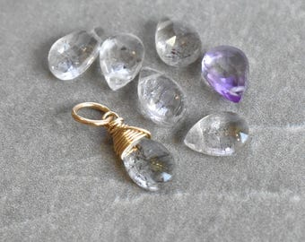 CLEARANCE - SS1 - Natural Super Seven 7 Melody Stone Jewelry - Wire Wrap Moss Amethyst Bracelet Charm - Interchangeable Pendant Necklace