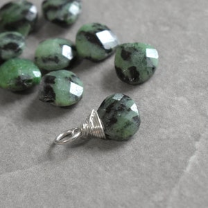 Natural Green Zoisite with Dark Black Hornblende Spot Pattern - Epidote Mineral SemiPrecious Real Stone Jewelry - Silver Gold JustDangle