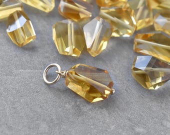 Colgante de citrino amarillo (L) - Plata y oro de 14k - Piedra natal de noviembre para madre, amiga, niño o bebé - JustDangles