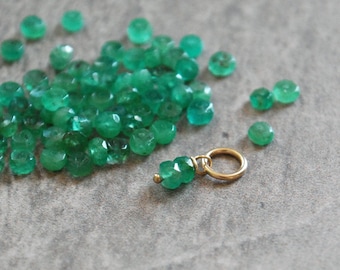 XXS Tiny Stack - Natural Zambian Emerald Charm - Boho Chic Green Stone Jewelry - Add a Dangle Drop - JustDangles Gemstone - JustDangles