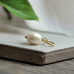 M Natural White Freshwater Pearl Pendant - Sterling Silver 14k Gold Charms - Cultured Pearl Jewelry for Mom Wife Sister Friend