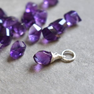 S - Dark Purple Amethyst Pendant for Necklace - Wire Wrapped Gemstone Jewelry for Her - February Birthstone Jewelry for New Mom and Baby