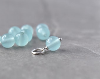 Aqua Blue Chalcedony Charm - Bracelet Chain Keepsake - Huggie Hoop Earring Dangle - Something Blue Bridal Gift - Creative DIY Jewelry Supply