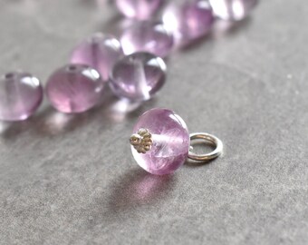 Light Lilac Purple Fluorite Necklace Charm - Natural Fluorspar Halide Mineral Jewelry - Wire Wrapped Crystals and Stones - JustDangles