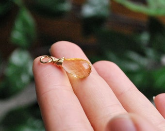 Lg - Natural Yellow Citrine Pendant for Necklace Chain - Born in November Birthstone Gemstone Jewelry - Semiprecious Stone Charms