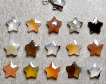 Natural Madagascar Banded Agate Star Charm - Zodiac Astrology Astronomy Gift - Celestial Jewelry for Spiritual Growth - Metaphysical Jewlry