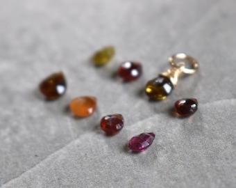 CLEARANCE - AUTUMN - TINY - Genuine Tunduru Sapphire Charm - September Birthstone Charm - Wire Wrapped Real Crystals and Stones