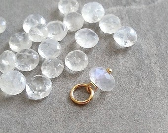Tiny Solo - 5-6mm - Milky White Moonstone Charm for Huggie Earring Hoops or Bracelet Chain -  Gifts Under 10 - Yoga Metaphysical Reiki